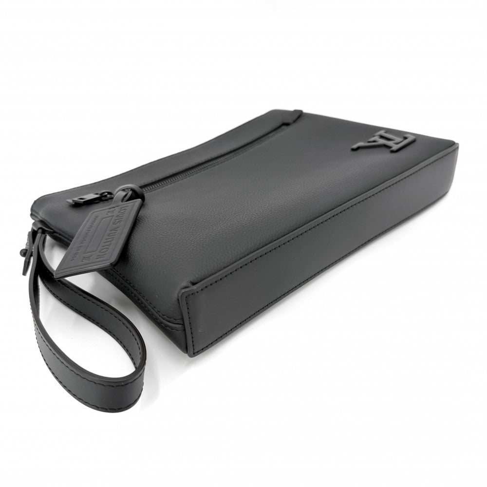 LOUIS VUITTON ルイヴィトン クラッチバッグ LVアエログラム ポシェット・IPAD セカンドバッグ ブラック 黒 かばん 鞄 M69837 レザー ノワール ブラック金具 メンズ【中古品】
