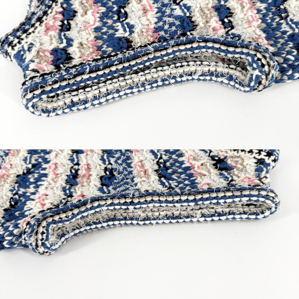 CHANEL シャネル ワンピース ツイード ノースリーブ アパレル 服 36 ブルー 青 ホワイト 白 秋 冬 レーヨン コットン ポリエステル ナイロン ウール レディース【中古品】