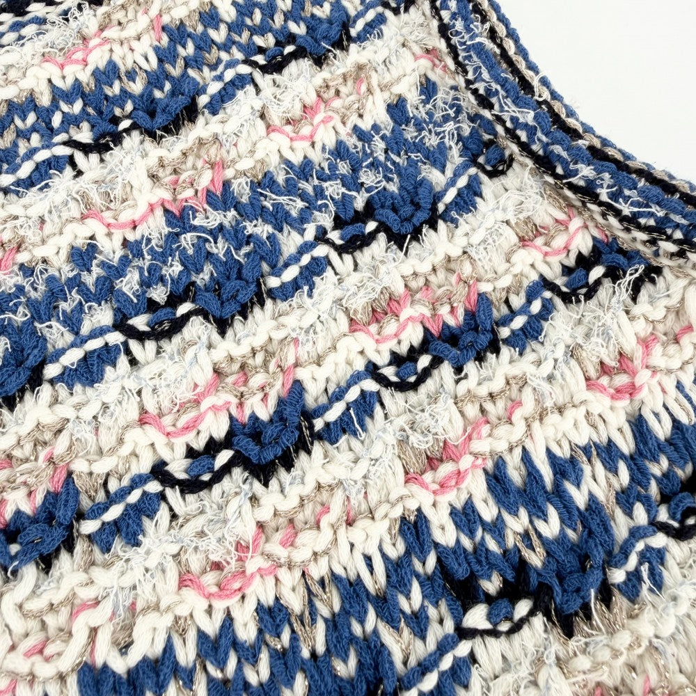CHANEL シャネル ワンピース ツイード ノースリーブ アパレル 服 36 ブルー 青 ホワイト 白 秋 冬 レーヨン コットン ポリエステル ナイロン ウール レディース【中古品】