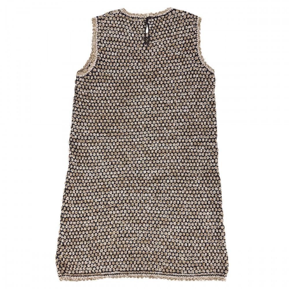 CHANEL シャネル ワンピース ノースリーブ アパレル 服 36 ブルー 青 ブラウン 茶 春 夏 レーヨン ナイロン レディース【中古品】