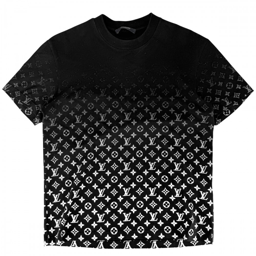 LOUIS VUITTON ルイヴィトン 半袖Ｔシャツ モノグラム グラディエント アパレル トップス 服 M ブラック 黒 ホワイト 白 春 夏 コットン メンズ【中古品】