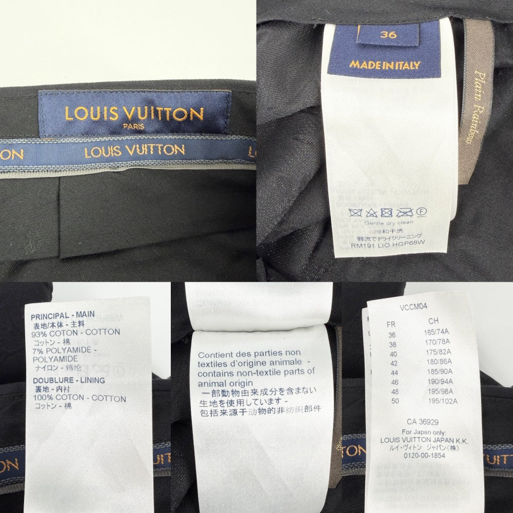 LOUIS VUITTON ルイヴィトン ボトムス モノグラム エンボス スラックス アパレル 36 ブラック 黒 シルバー金具 オールシーズン コットン ナイロン メンズ【中古品】