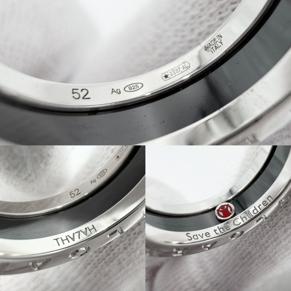 BVLGARI ブルガリ 指輪 ビーゼロワン セーブ・ザ・チルドレン B-ZERO1 リング 1バンド 52サイズ ジュエリー アクセサリー シルバー925 セラミック 約11号 ブラック 黒 レディース 約6.2g【中古品】
