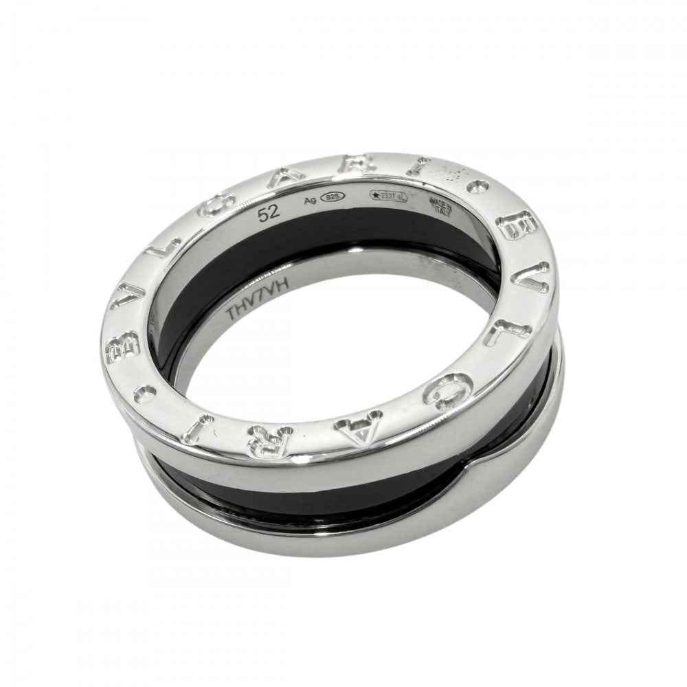 BVLGARI ブルガリ 指輪 ビーゼロワン セーブ・ザ・チルドレン B-ZERO1 リング 1バンド 52サイズ ジュエリー アクセサリー シルバー925 セラミック 約11号 ブラック 黒 レディース 約6.2g【中古品】