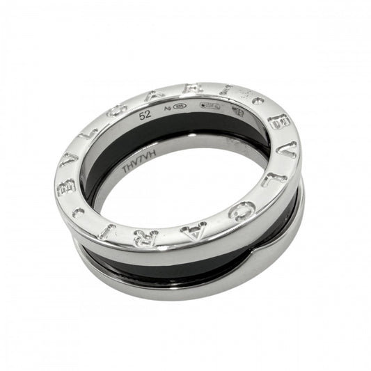 BVLGARI ブルガリ 指輪 ビーゼロワン セーブ・ザ・チルドレン B-ZERO1 リング 1バンド 52サイズ ジュエリー アクセサリー シルバー925 セラミック 約11号 ブラック 黒 レディース 約6.2g【中古品】