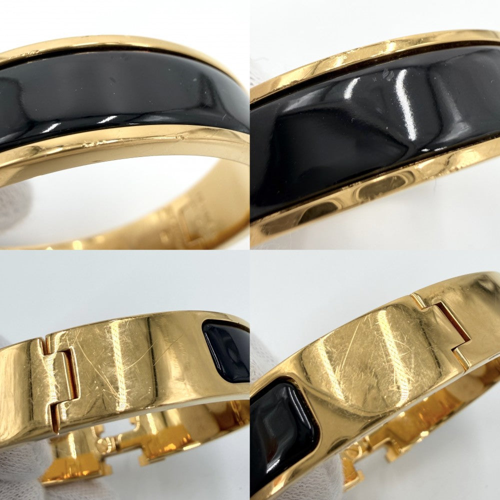 HERMES エルメス バングル クリックH PM ブレスレット アクセサリー 小物 ブラック 黒 ゴールド金具 レディース 約36.8g【中古品】