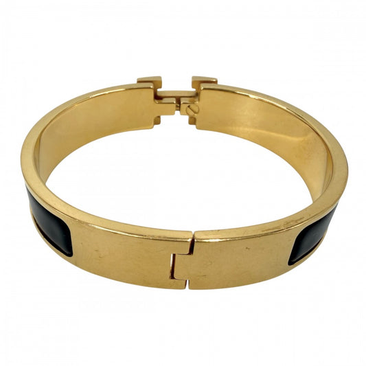 HERMES エルメス バングル クリックH PM ブレスレット アクセサリー 小物 ブラック 黒 ゴールド金具 レディース 約36.8g【中古品】