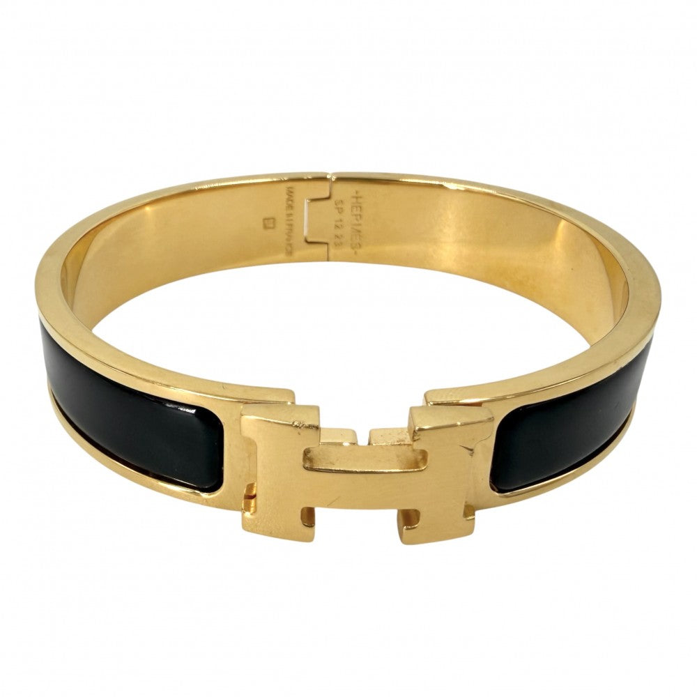 HERMES エルメス バングル クリックH PM ブレスレット アクセサリー 小物 ブラック 黒 ゴールド金具 レディース 約36.8g【中古品】