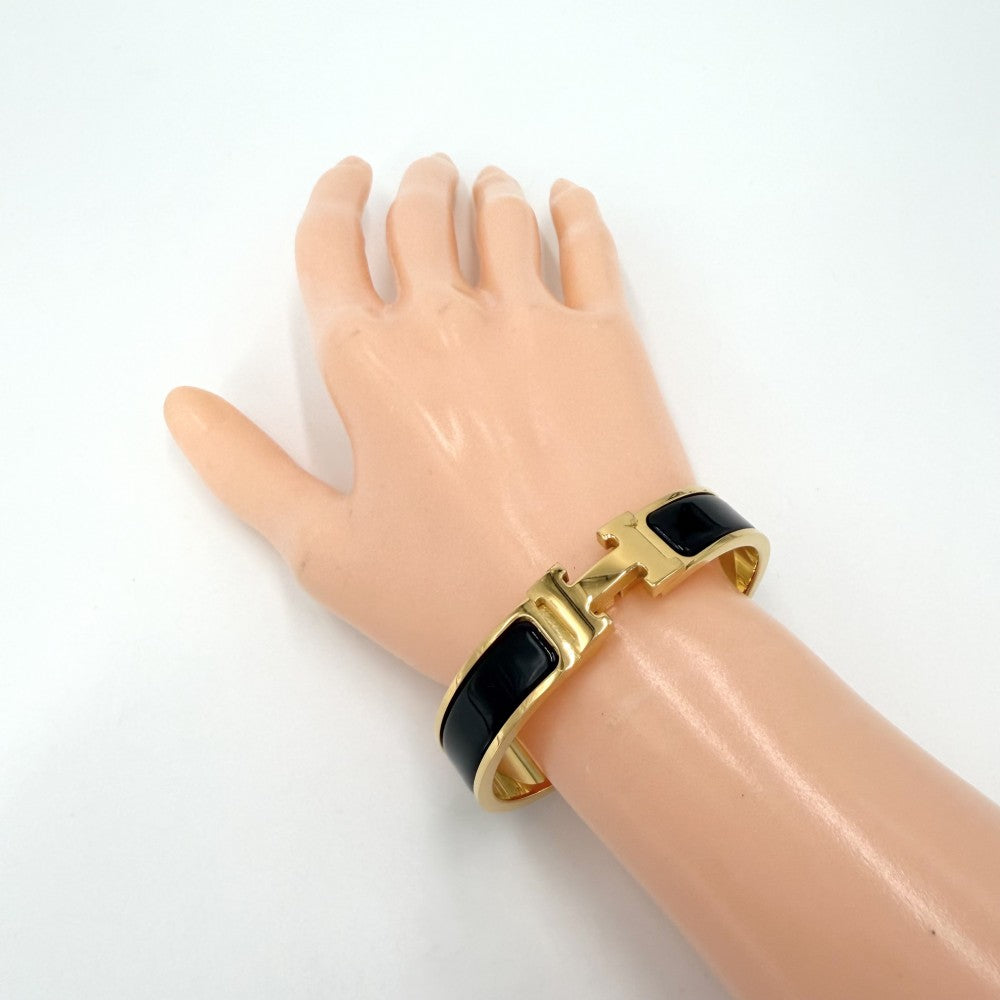 HERMES エルメス バングル クリックH PM ブレスレット アクセサリー 小物 ブラック 黒 ゴールド金具 レディース 約36.8g【中古品】