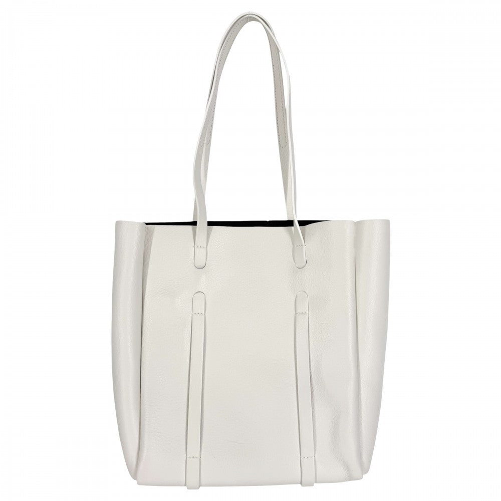 【開店SALE】 BALENCIAGA バレンシアガ 2WAY エブリデイトートXS ポーチ付き ハンドバッグ ショルダーバッグ 489813 レザー ホワイト 白 シルバー金具 レディース【中古品】