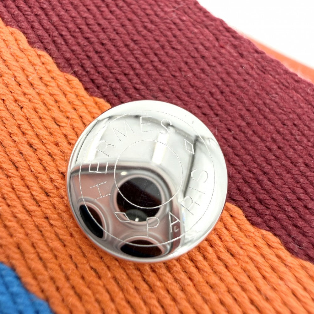 HERMES エルメス ハンドバッグ ブリッド・ア・ブラック・HパヴィヨンPM ポーチ コットン オレンジ シルバー金具 レディース【中古品】