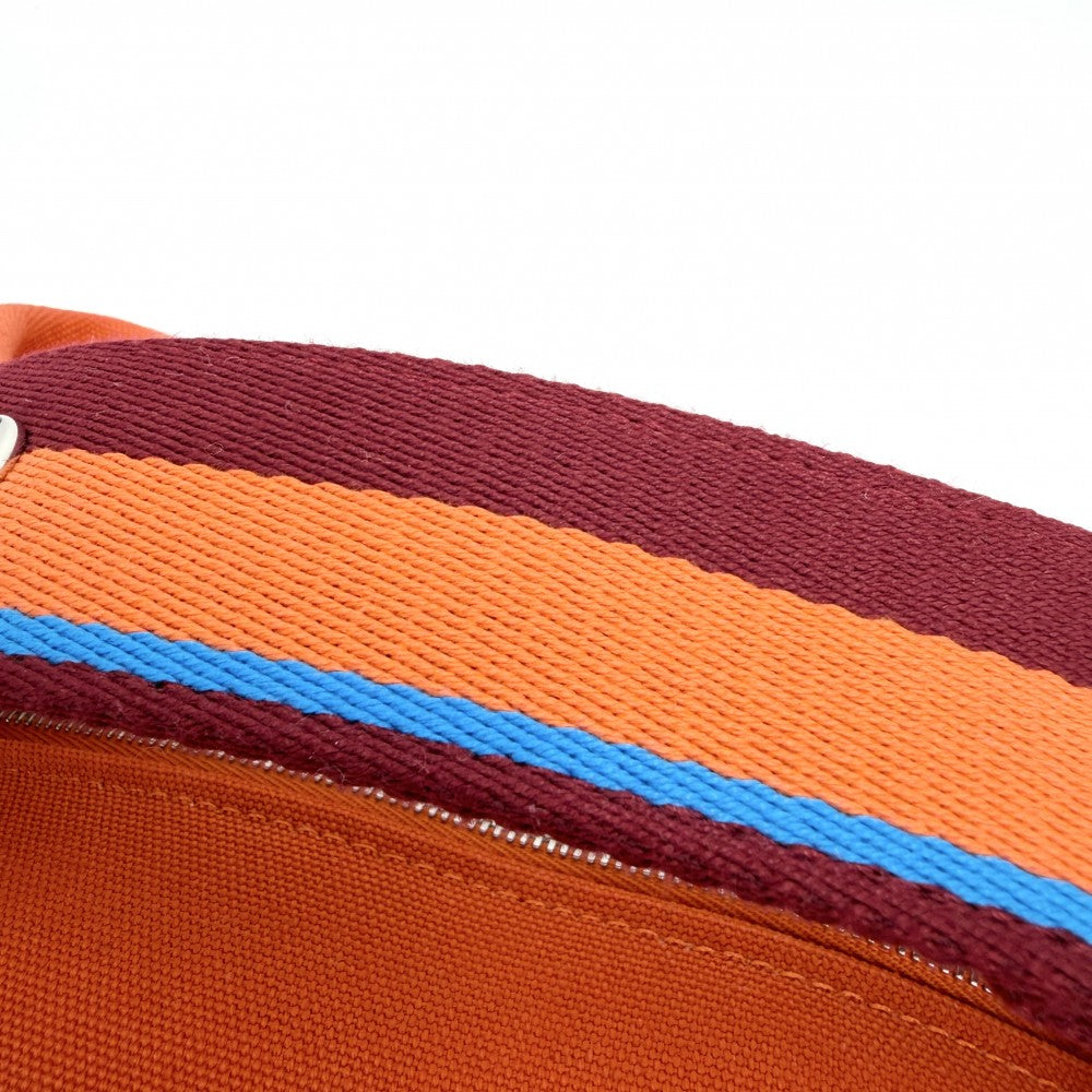 HERMES エルメス ハンドバッグ ブリッド・ア・ブラック・HパヴィヨンPM ポーチ コットン オレンジ シルバー金具 レディース【中古品】