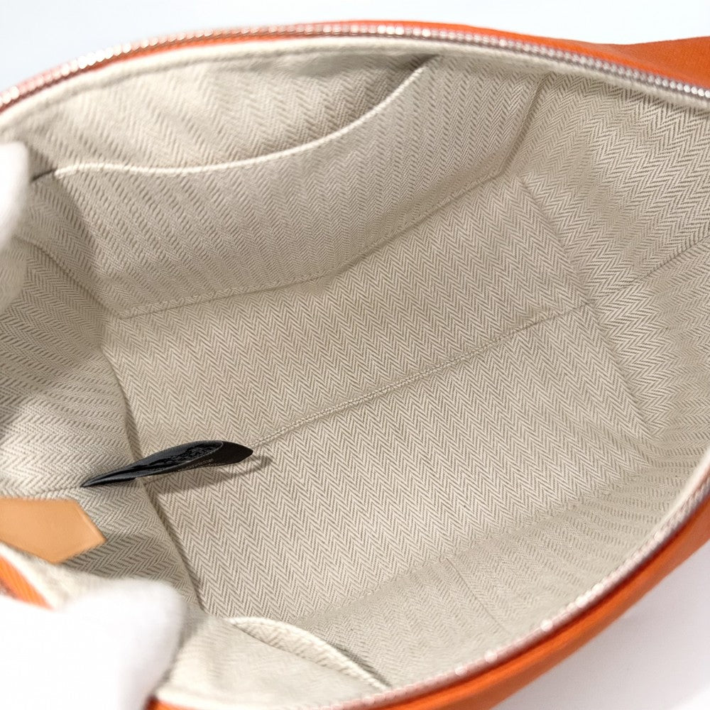 HERMES エルメス ハンドバッグ ブリッド・ア・ブラック・HパヴィヨンPM ポーチ コットン オレンジ シルバー金具 レディース【中古品】