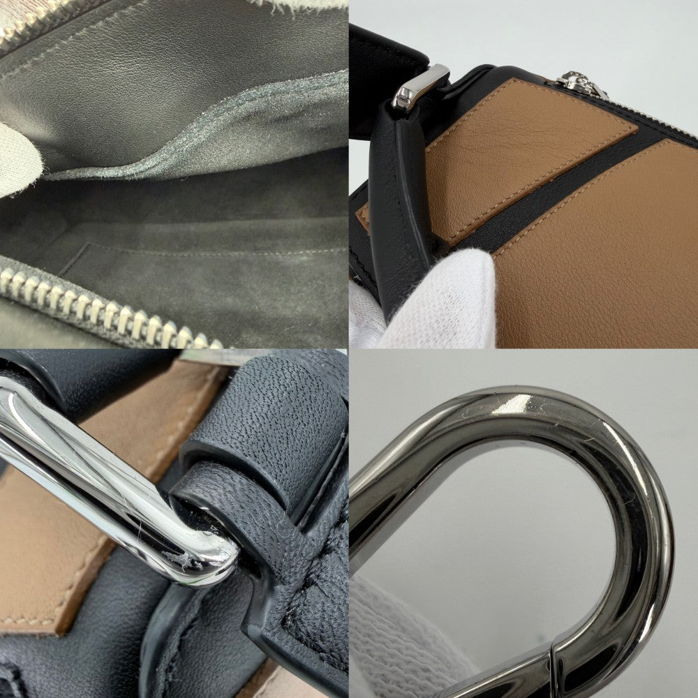 LOEWE ロエベ 2WAY 10周年記念 パズルバッグ ハンドバッグ ショルダーバッグ マッキントッシュ 花 レザー ブラウン 茶 ブラック 黒 シルバー金具 レディース【中古品】