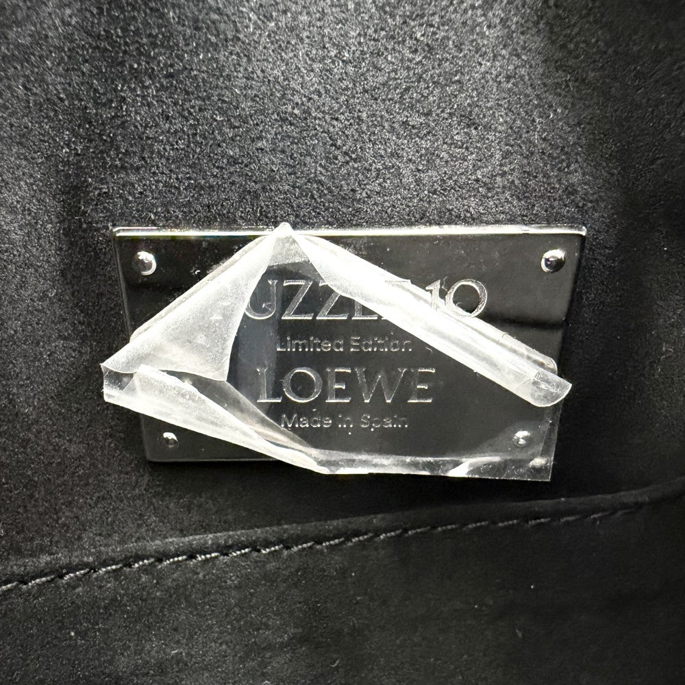 LOEWE ロエベ 2WAY 10周年記念 パズルバッグ ハンドバッグ ショルダーバッグ マッキントッシュ 花 レザー ブラウン 茶 ブラック 黒 シルバー金具 レディース【中古品】