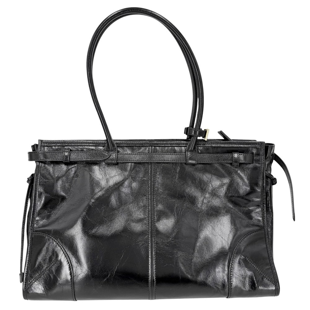 【開店SALE】 PRADA プラダ 2WAY ボニー ラージ ハンドバッグ ショルダーバッグ トライアングルロゴ トートバッグ 1BA433 レザー ブラック 黒 ゴールド金具 レディース【中古品】