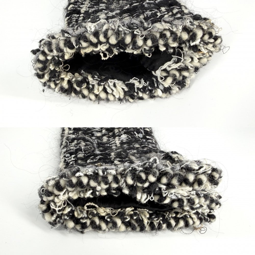 CHANEL シャネル ノーカラージャケット ツイード アウター アパレル スパンコール 服 34 ブラック 黒 ホワイト 白 レディース【中古品】