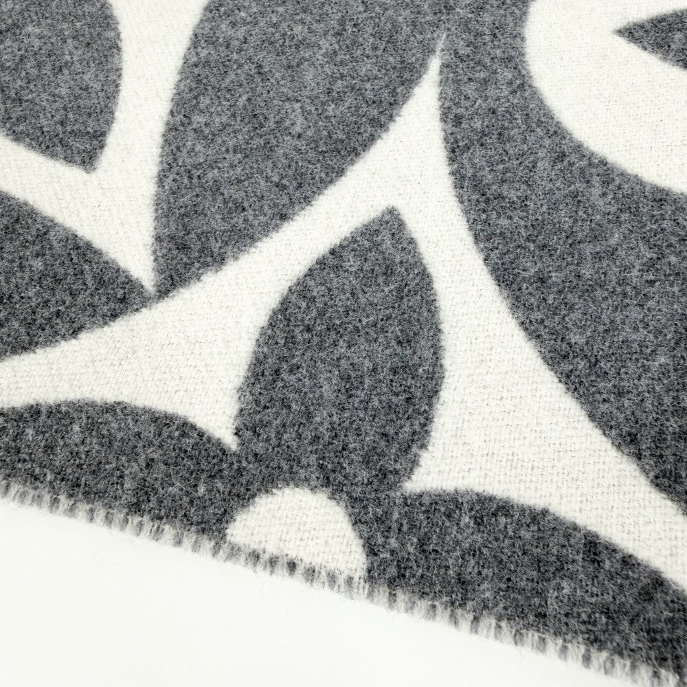 【開店SALE】 LOUIS VUITTON ルイヴィトン マフラー モノグラムフラワー LV メダリオン 小物 防寒具 グレー ホワイト M92857 冬 ウール グリ・クレール レディース【中古品】