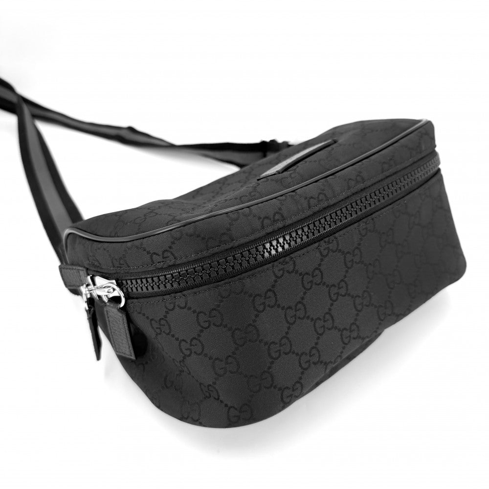 【開店SALE】 GUCCI グッチ ウエストバッグ ボディバッグ ショルダーバッグ 449182 GGナイロン ブラック 黒 シルバー金具 メンズ【中古品】