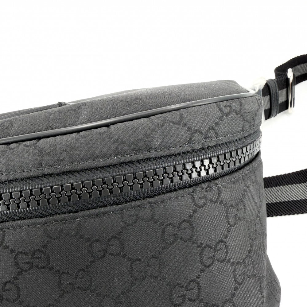 【開店SALE】 GUCCI グッチ ウエストバッグ ボディバッグ ショルダーバッグ 449182 GGナイロン ブラック 黒 シルバー金具 メンズ【中古品】