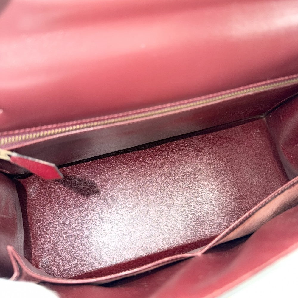 【開店SALE】 HERMES エルメス ハンドバッグ ケリー28 外縫い ○H刻印 ボックスカーフ ボルドー ゴールド金具 レディース 1978年【中古品】