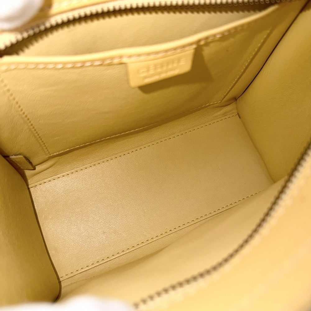 CELINE セリーヌ 2WAY ラゲージナノショッパー ハンドバッグ ショルダーバッグ レザー イエロー ゴールド金具 レディース【中古品】