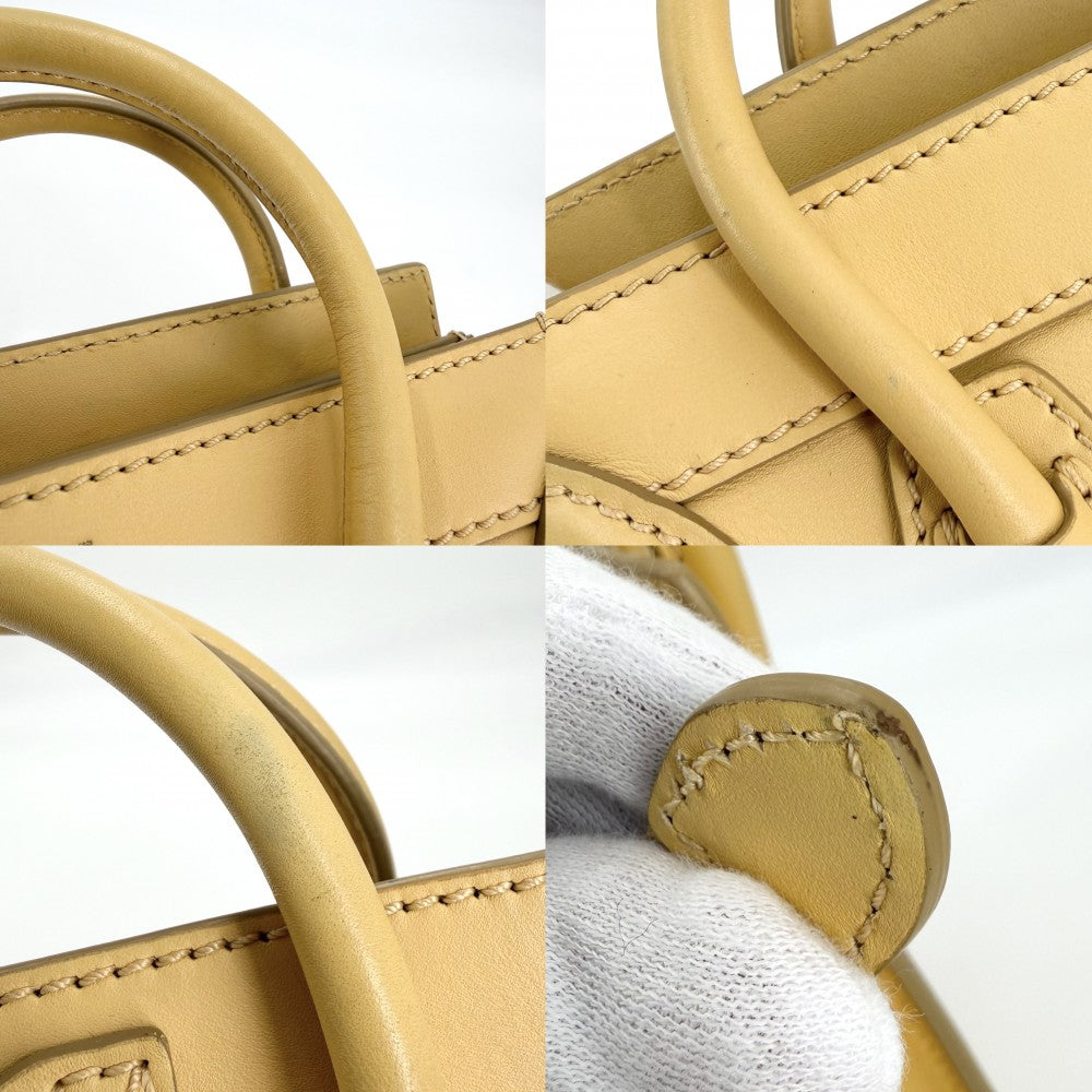 CELINE セリーヌ 2WAY ラゲージナノショッパー ハンドバッグ ショルダーバッグ レザー イエロー ゴールド金具 レディース【中古品】