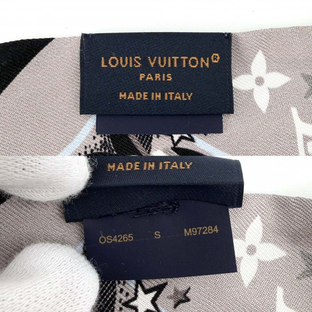 【開店SALE】 LOUIS VUITTON ルイヴィトン スカーフ LV スターサイン スコーピオ バンドーBB ファッションアイテム モノグラムフラワー M97284 シルク ブラック 黒 グレー レディース【中古品】