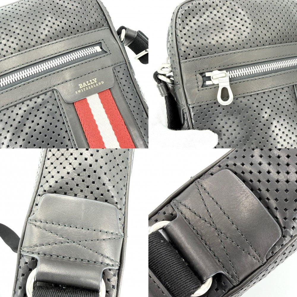 BALLY バリー ショルダーバッグ トレインスポッティング レザー ブラック 黒 シルバー金具 レディース【中古品】