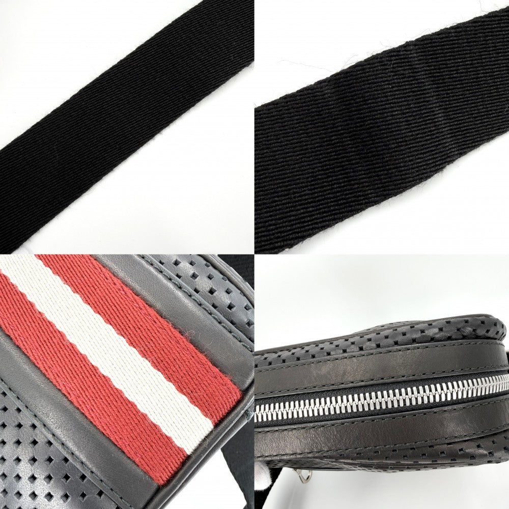 BALLY バリー ショルダーバッグ トレインスポッティング レザー ブラック 黒 シルバー金具 レディース【中古品】