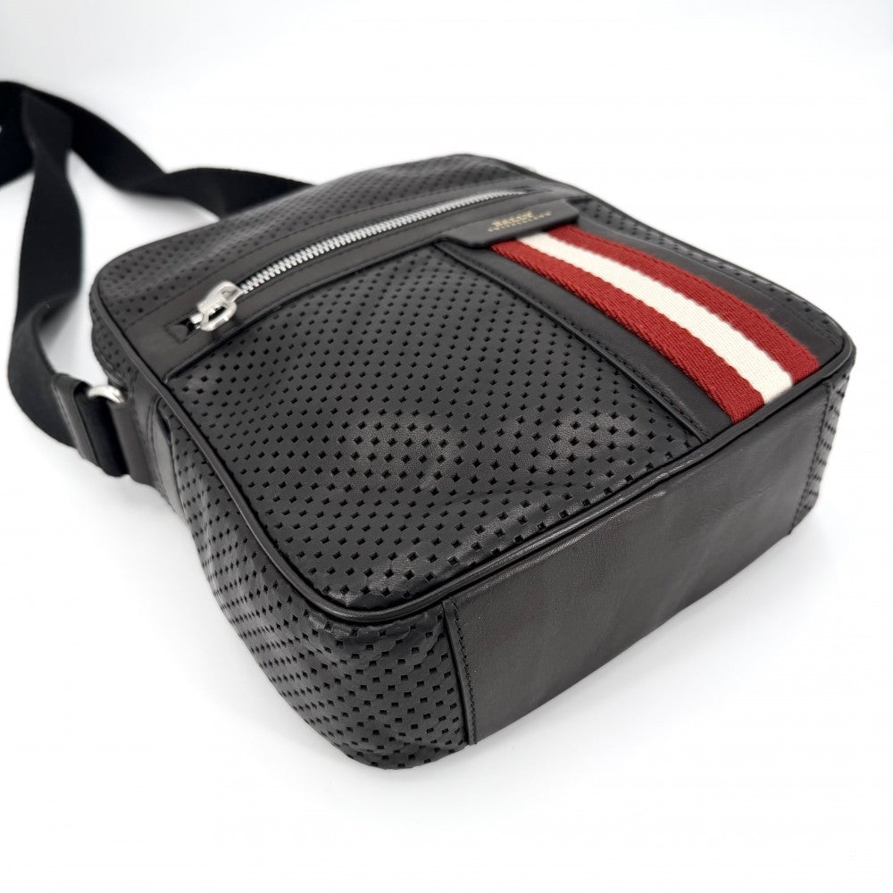 BALLY バリー ショルダーバッグ トレインスポッティング レザー ブラック 黒 シルバー金具 レディース【中古品】