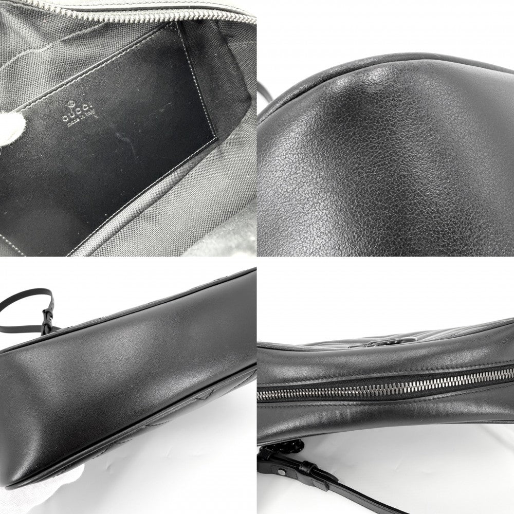 【開店SALE】 GUCCI グッチ ショルダーバッグ GGマーモント スモール カメラバッグ キルティング 447632 レザー ブラック 黒 ブラック×シルバー金具 レディース【中古品】