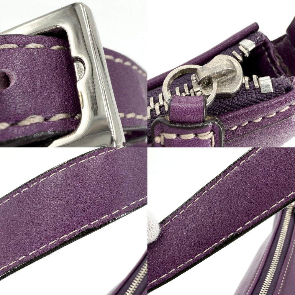 【開店SALE】 BURBERRY バーバリー ハンドバッグ ノバチェック ワンハンドバッグ ミニバッグ レザー パープル 紫
 シルバー金具 レディース【中古品】