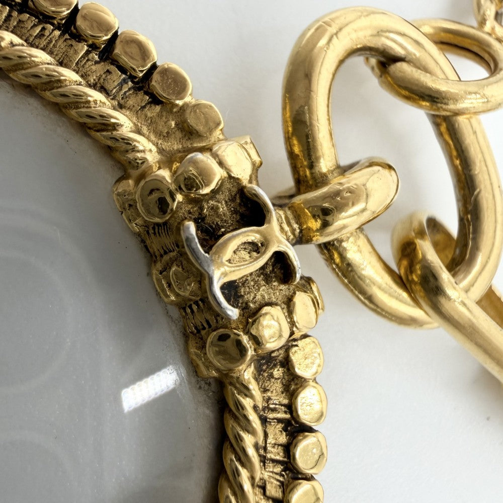 CHANEL シャネル ネックレス ロングネックレス ペンダント ルーペ ココマーク ヴィンテージ アクセサリー GP フェイクパール レディース 約117.2g 1984年【中古品】