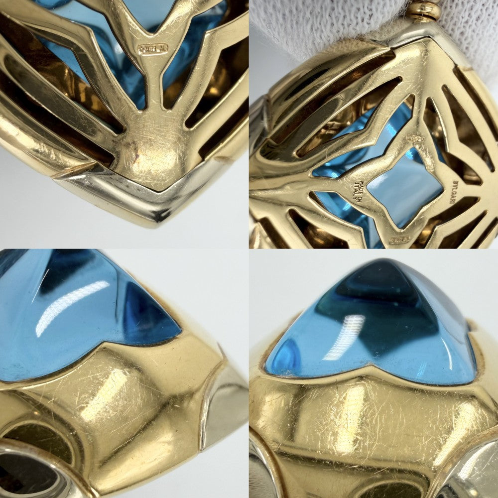 BVLGARI ブルガリ ペンダントトップ ピラミデ ジュエリー アクセサリー 18金YG Au750 K18イエローゴールド ブルートパーズ ブルー 青 ユニセックス 約15.8g【中古品】