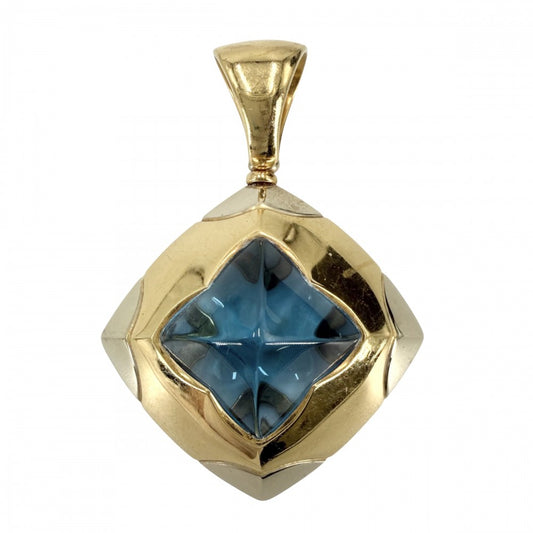 BVLGARI ブルガリ ペンダントトップ ピラミデ ジュエリー アクセサリー 18金YG Au750 K18イエローゴールド ブルートパーズ ブルー 青 ユニセックス 約15.8g【中古品】