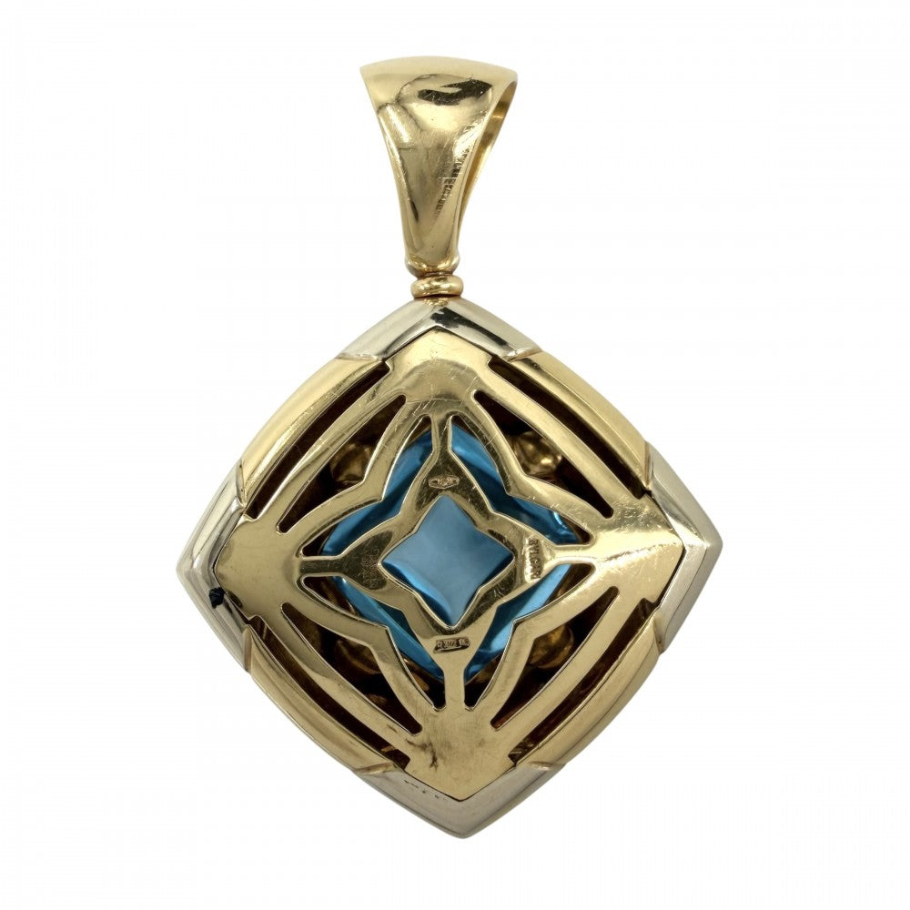 BVLGARI ブルガリ ペンダントトップ ピラミデ ジュエリー アクセサリー 18金YG Au750 K18イエローゴールド ブルートパーズ ブルー 青 ユニセックス 約15.8g【中古品】