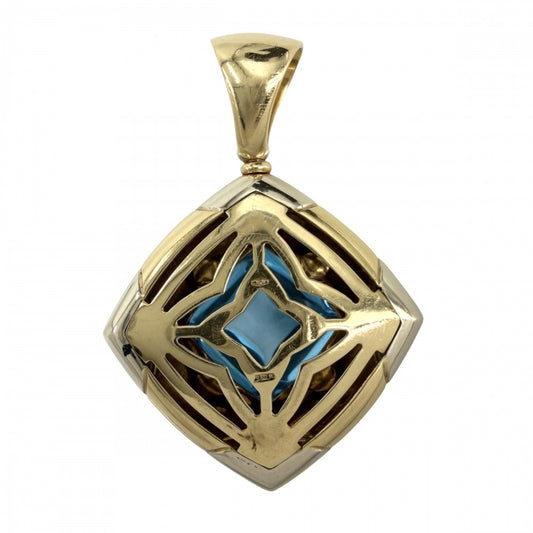 BVLGARI ブルガリ ペンダントトップ ピラミデ ジュエリー アクセサリー 18金YG Au750 K18イエローゴールド ブルートパーズ ブルー 青 ユニセックス 約15.8g【中古品】