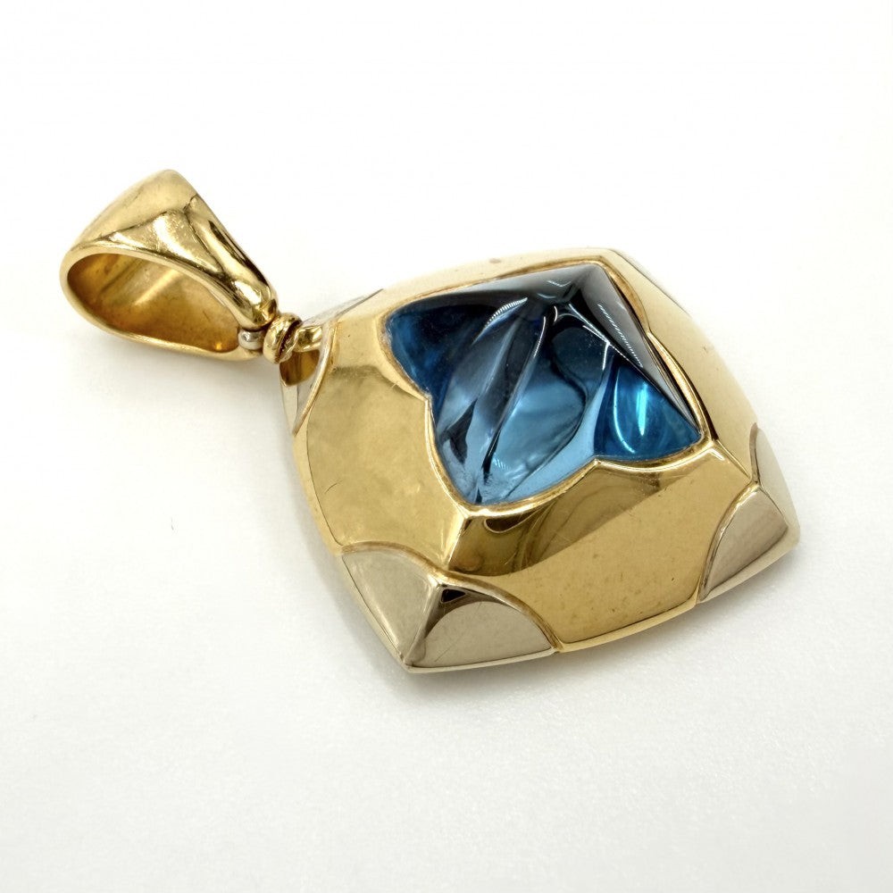 BVLGARI ブルガリ ペンダントトップ ピラミデ ジュエリー アクセサリー 18金YG Au750 K18イエローゴールド ブルートパーズ ブルー 青 ユニセックス 約15.8g【中古品】