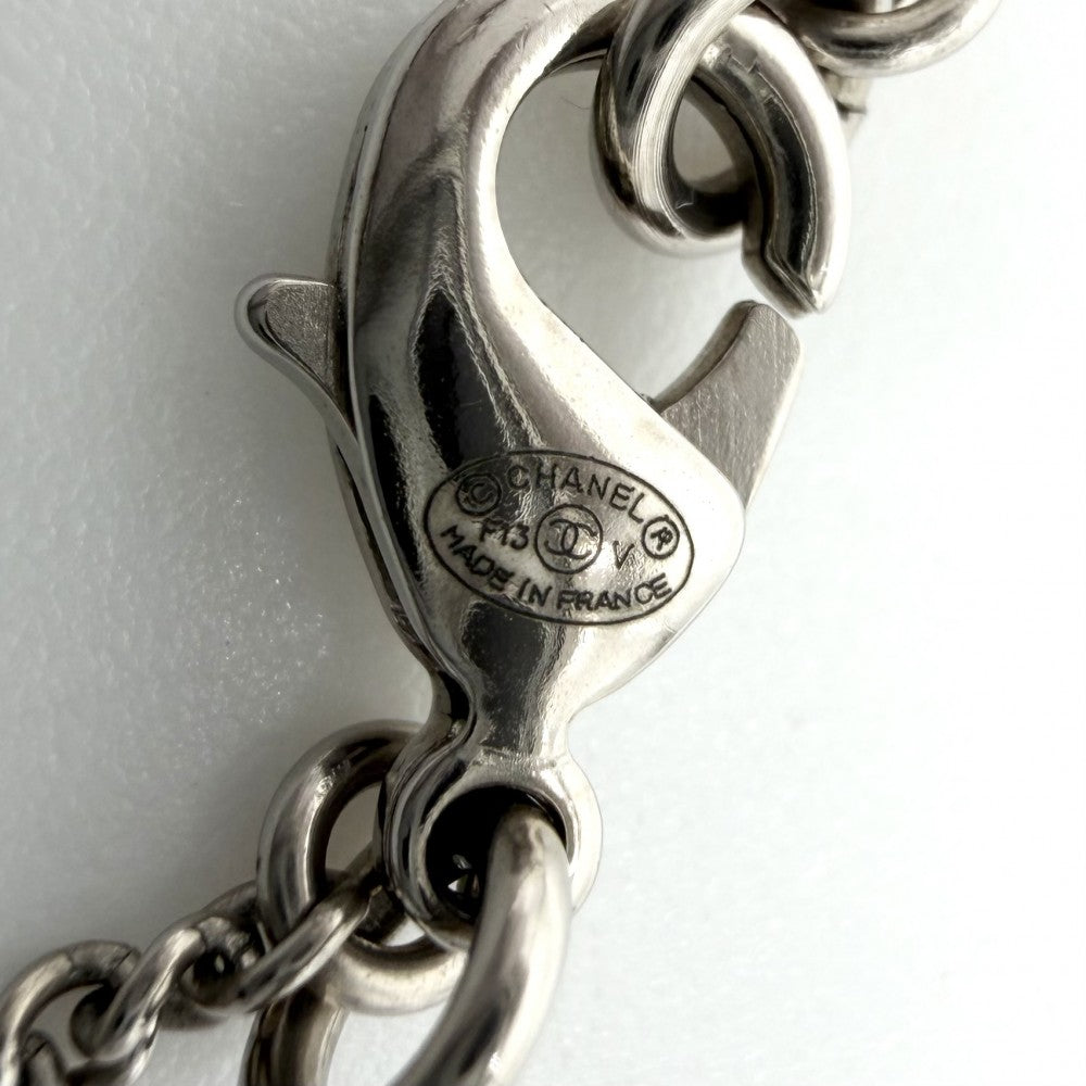 CHANEL シャネル ネックレス ココマーク ペンダント アクセサリー GP ラインストーン F13V シルバー レディース 約5.0g 2013年【中古品】