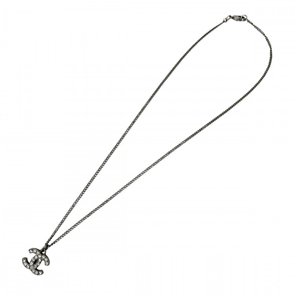 CHANEL シャネル ネックレス ココマーク ペンダント アクセサリー GP ラインストーン F13V シルバー レディース 約5.0g 2013年【中古品】