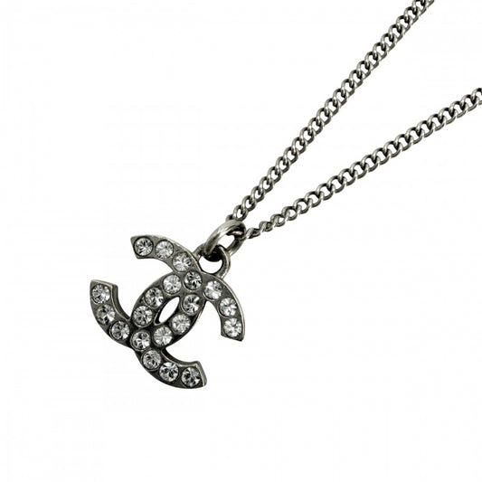 CHANEL シャネル ネックレス ココマーク ペンダント アクセサリー GP ラインストーン F13V シルバー レディース 約5.0g 2013年【中古品】