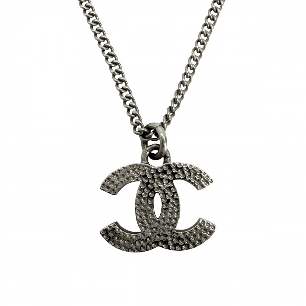 CHANEL シャネル ネックレス ココマーク ペンダント アクセサリー GP ラインストーン F13V シルバー レディース 約5.0g 2013年【中古品】