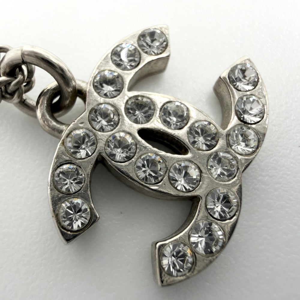 CHANEL シャネル ネックレス ココマーク ペンダント アクセサリー GP ラインストーン F13V シルバー レディース 約5.0g 2013年【中古品】
