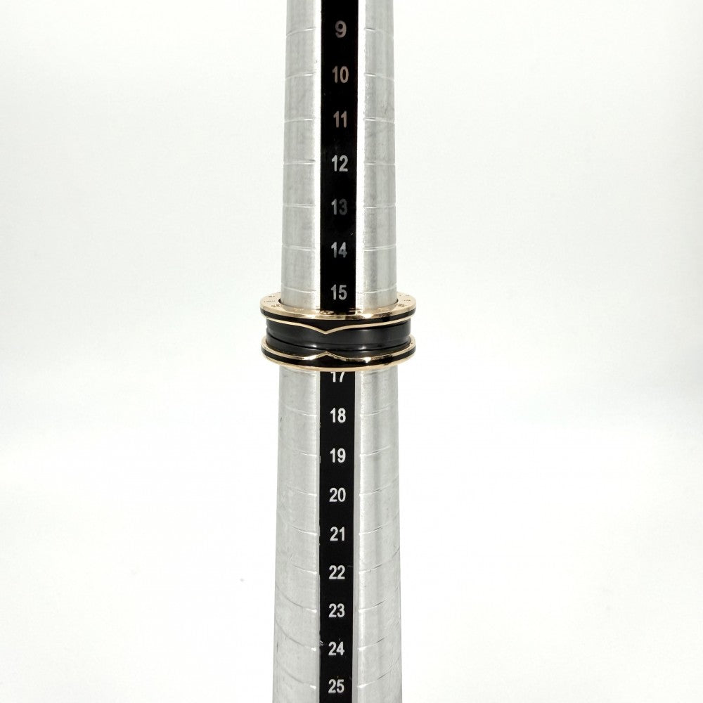 BVLGARI ブルガリ 指輪 ビーゼロワンリング B-ZERO1 18金PG Au750 57サイズ ジュエリー アクセサリー K18ピンクゴールド セラミック 約16号 ブラック 黒 ゴールド メンズ 約9.2g【中古品】