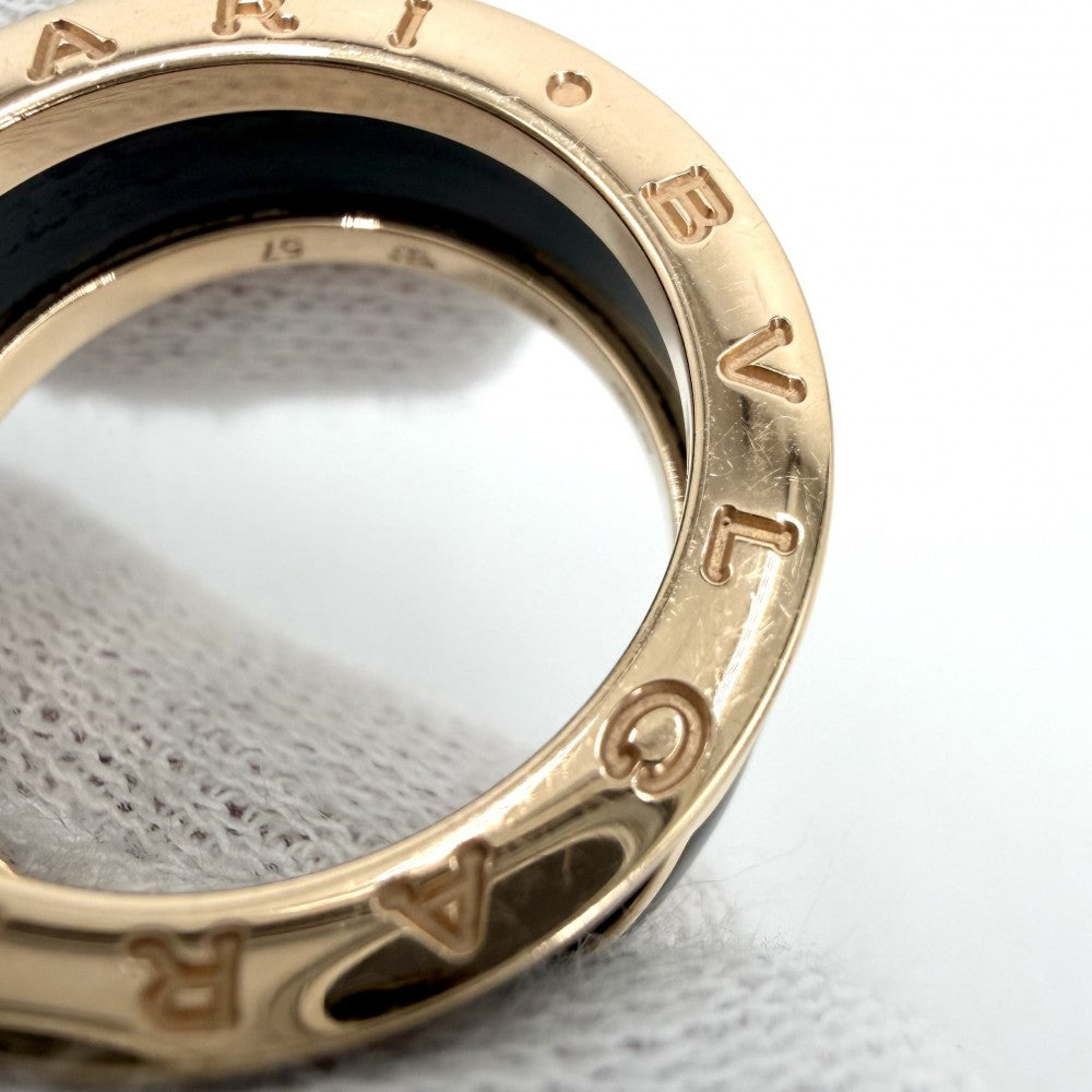 BVLGARI ブルガリ 指輪 ビーゼロワンリング B-ZERO1 18金PG Au750 57サイズ ジュエリー アクセサリー K18ピンクゴールド セラミック 約16号 ブラック 黒 ゴールド メンズ 約9.2g【中古品】