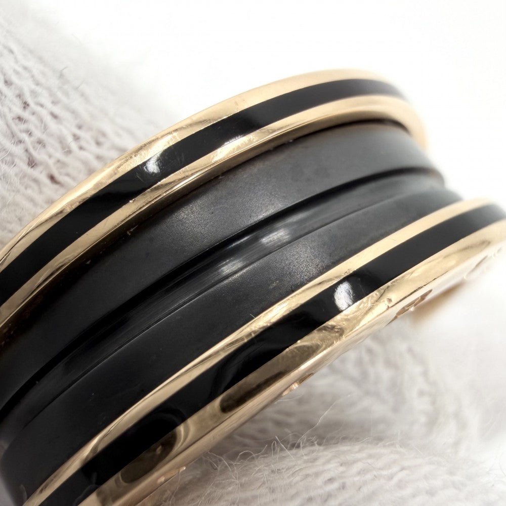 BVLGARI ブルガリ 指輪 ビーゼロワンリング B-ZERO1 18金PG Au750 57サイズ ジュエリー アクセサリー K18ピンクゴールド セラミック 約16号 ブラック 黒 ゴールド メンズ 約9.2g【中古品】