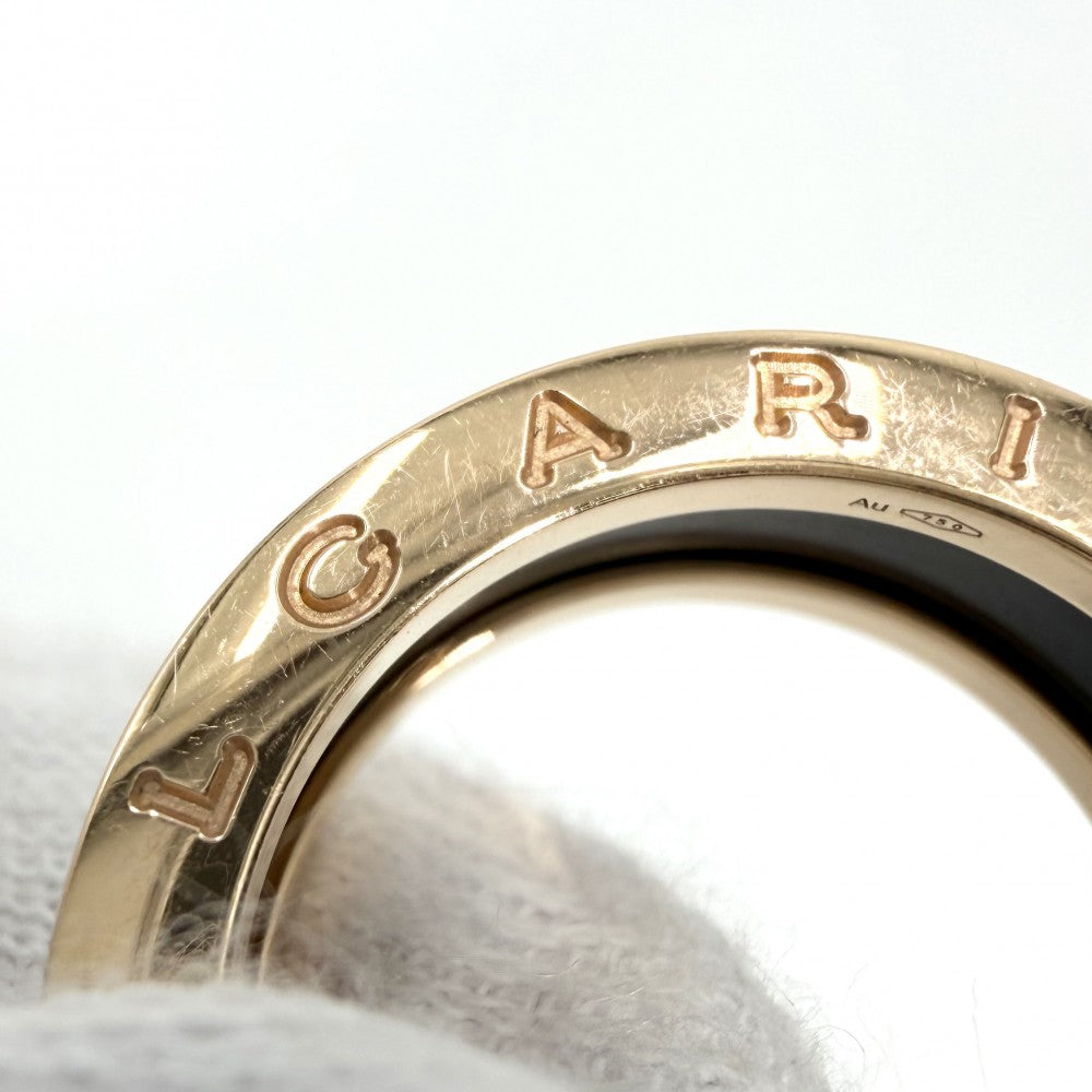 BVLGARI ブルガリ 指輪 ビーゼロワンリング B-ZERO1 18金PG Au750 57サイズ ジュエリー アクセサリー K18ピンクゴールド セラミック 約16号 ブラック 黒 ゴールド メンズ 約9.2g【中古品】