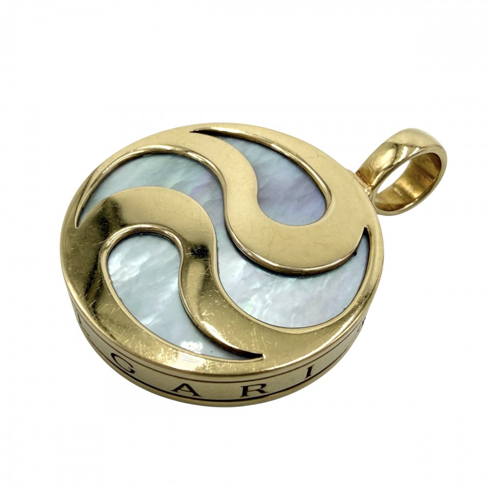 BVLGARI ブルガリ ペンダントトップ オプティカル ジュエリー アクセサリー 18金YG Au750 K18イエローゴールド ホワイトシェル ゴールド ユニセックス 約30.5g【中古品】