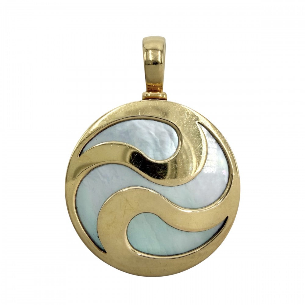 BVLGARI ブルガリ ペンダントトップ オプティカル ジュエリー アクセサリー 18金YG Au750 K18イエローゴールド ホワイトシェル ゴールド ユニセックス 約30.5g【中古品】